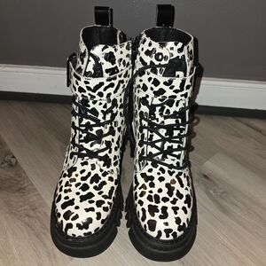 Levi's Black and White Patterned Combat Boots